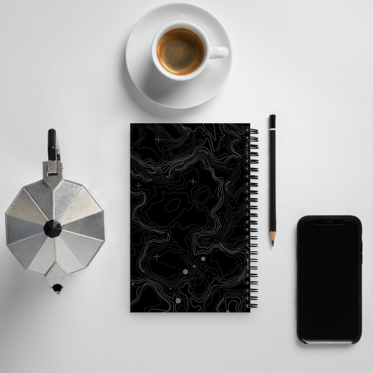 Topo Black Spiral Notebook